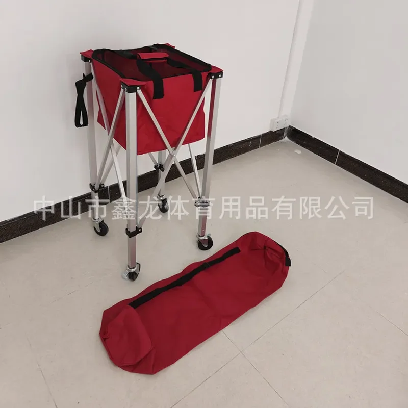 Foldable Tennis Ball Cart with Wheels - Portable Aluminum Coach Cart & Pick-Up Basket for Training