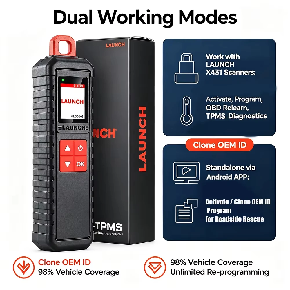 LAUNCH X431 i-TPMS TPMS Sensor Programming Tool 315/433MHz Tire Pressure Monitor Sensor Activator Programmer for Vehicle Diagnostic Service view 2