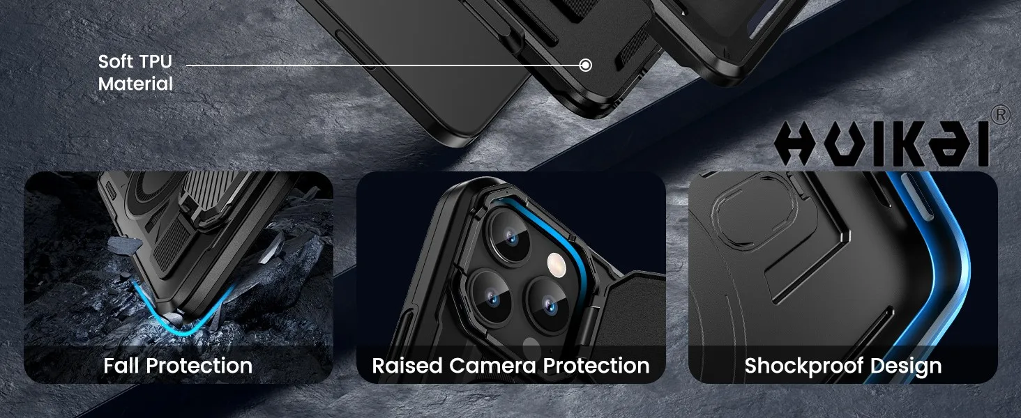 Hülle für iPhone 18 Pro Max, 18 Pro, 17e, 16e, 16 Pro, 15, 14 mit Kamera-Ständer, magnetischer Funktion, stoß- und kratzfest, schützende Hartschale – Detail 6