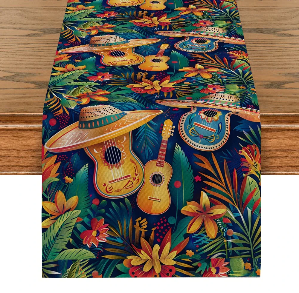 

Mexican Table Runner Dining Table Decoration Kitchen Supplies Straw Hat Cactus Table Runner Party Decoration