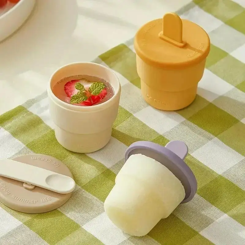 Handmade Food Ices Cube Mold Diy Ice Cream Cup Multipl-color Creative Popsicle Cheese Stick Tools Accessories Home Kitchen