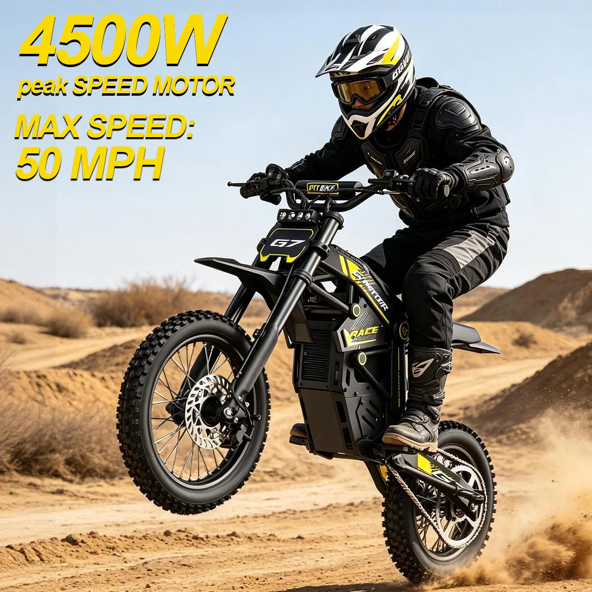 Uplee Electric Dirt Bike 4500W Peak&Up to 60 Miles 50MPH 48V 28.6Ah Battery E-Bike 14/12" Fat Tire Electric Motorcycle 3-Speed LED for Teens & Adults image 4