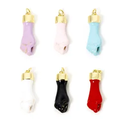 1pc New Brass Charms Multicolor Hand Sign Gesture Enamel Pendant DIY Necklace Earrings For Women Jewelry Findings 30mm x 9mm