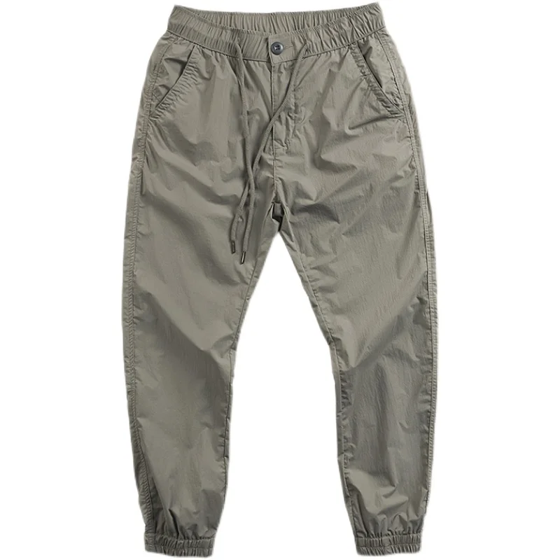 Summer Men's Thin Qui Dry Casual Trousers Korean Sle Sports Loose Waist Cargo Pants Elastic Waisand Long Trousers