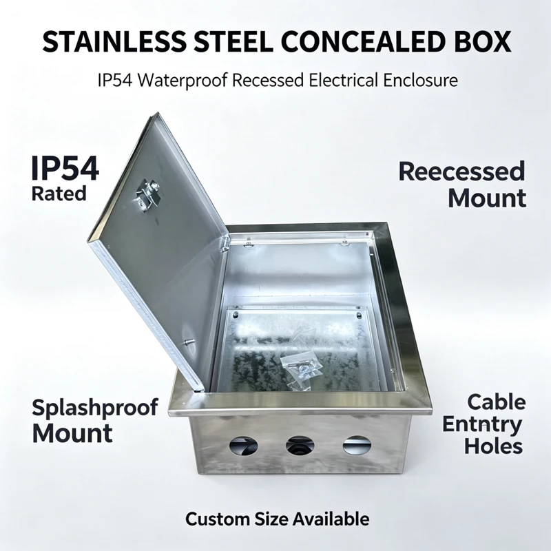 201/304 Thickened Stainless Steel Hidden Installation Box Anti-Rust Concealed Wiring Junction Box