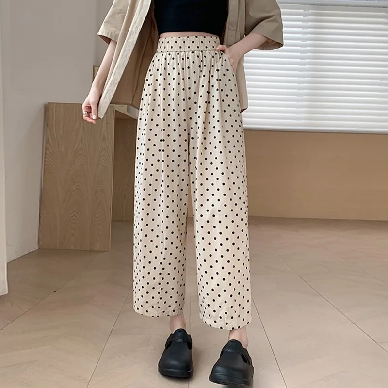 Hoge Taille Harembroek Vrouwen Nieuwkomer 2024 Zomer Koreaanse Stijl Vintage Polka Dot Losse Dames Enkellange Casual Broek W1769