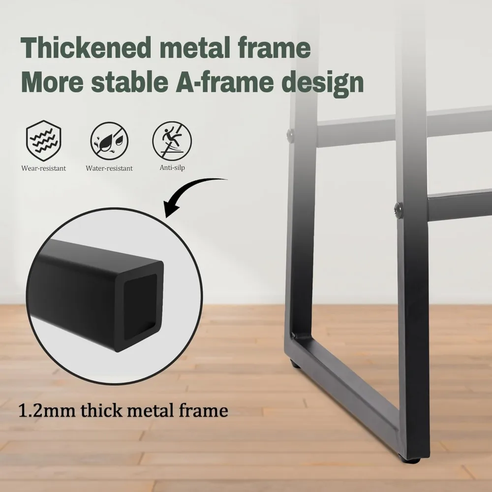 주방 카운터 스툴 6개 세트, 높이 24인치, 등받이 없음, 쿠션 처리된 인조 가죽 시트