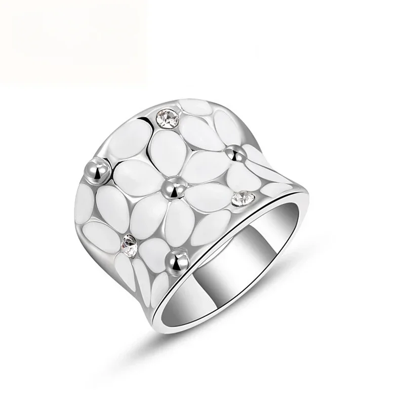 Fashion Personalized Fashion Jewelry Flower Dropping Oil Rings Wedding Jewelry Size 6-9