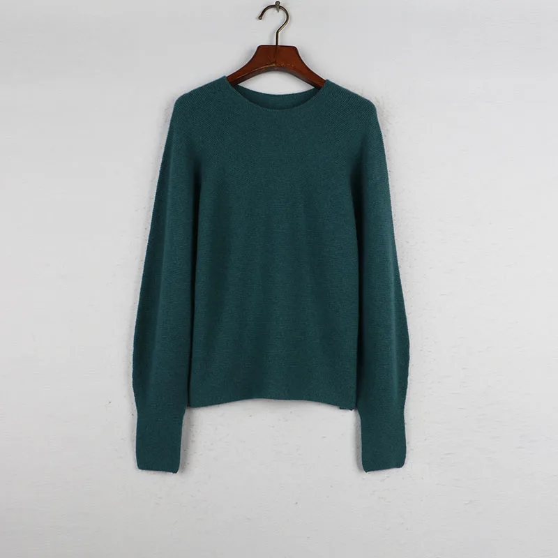 Sweter damski Sunine Home, długi rękaw, okrągły dekolt, dzianinowy, duży rozmiar, casualowy, czysty styl, e-commerce, moda zimowa.