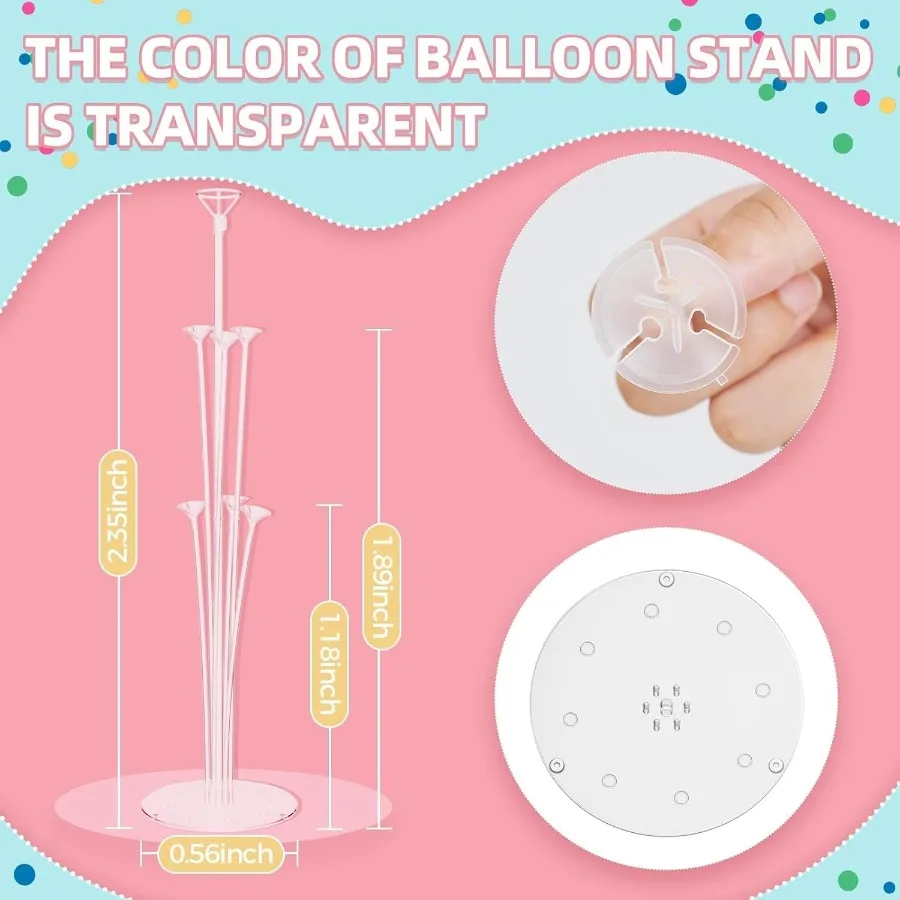 4 ensembles de supports de ballons, Kit de supports de ballons de Table avec Base, bâtons de ballons faciles à assembler, supports de ballons réutilisables pour fête prénatale W