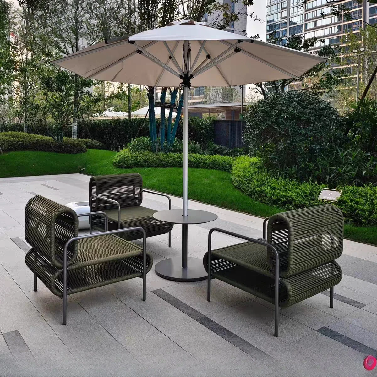Outdoor Garden Sofa Garden Landscape Designer Sales Department Waterproof Sunscreen Aluminum Alloy Stainless Steel Rattan Sofa