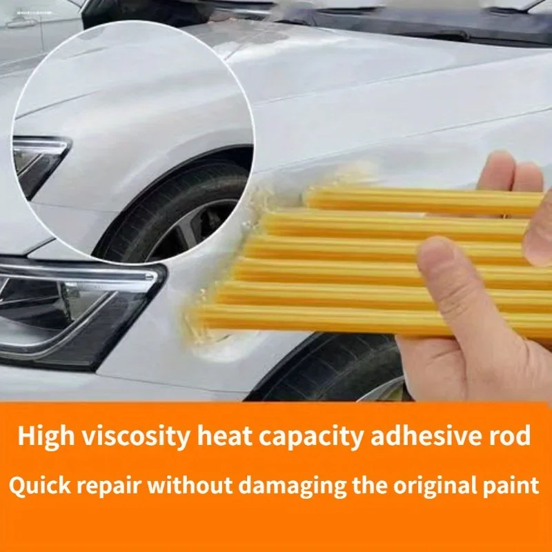 10pcs Strong Adhesive Yellow Glue Sticks For Easy Paintless Dent Removal - Professional Use Compatible