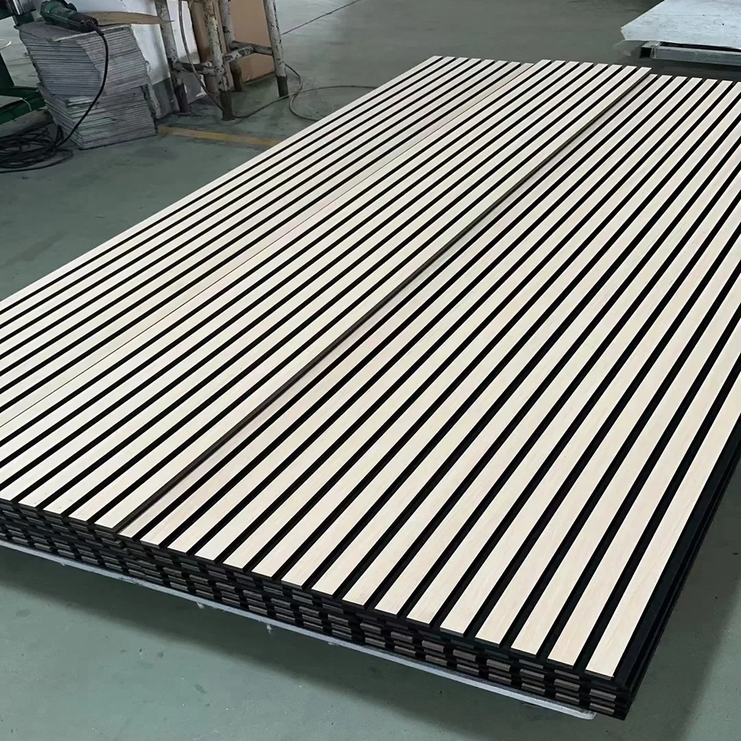 Sound-Absorbing Wood Baffles Acoustical Panels with Concealed Black Fundamentals