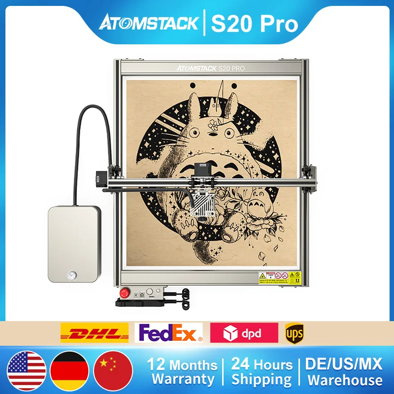 ATOMSTACK A/S20 Pro Laser Engraving Machine 20W Optical Power Cutting Wood Board Acrylic Offline DIY Engraving Metal