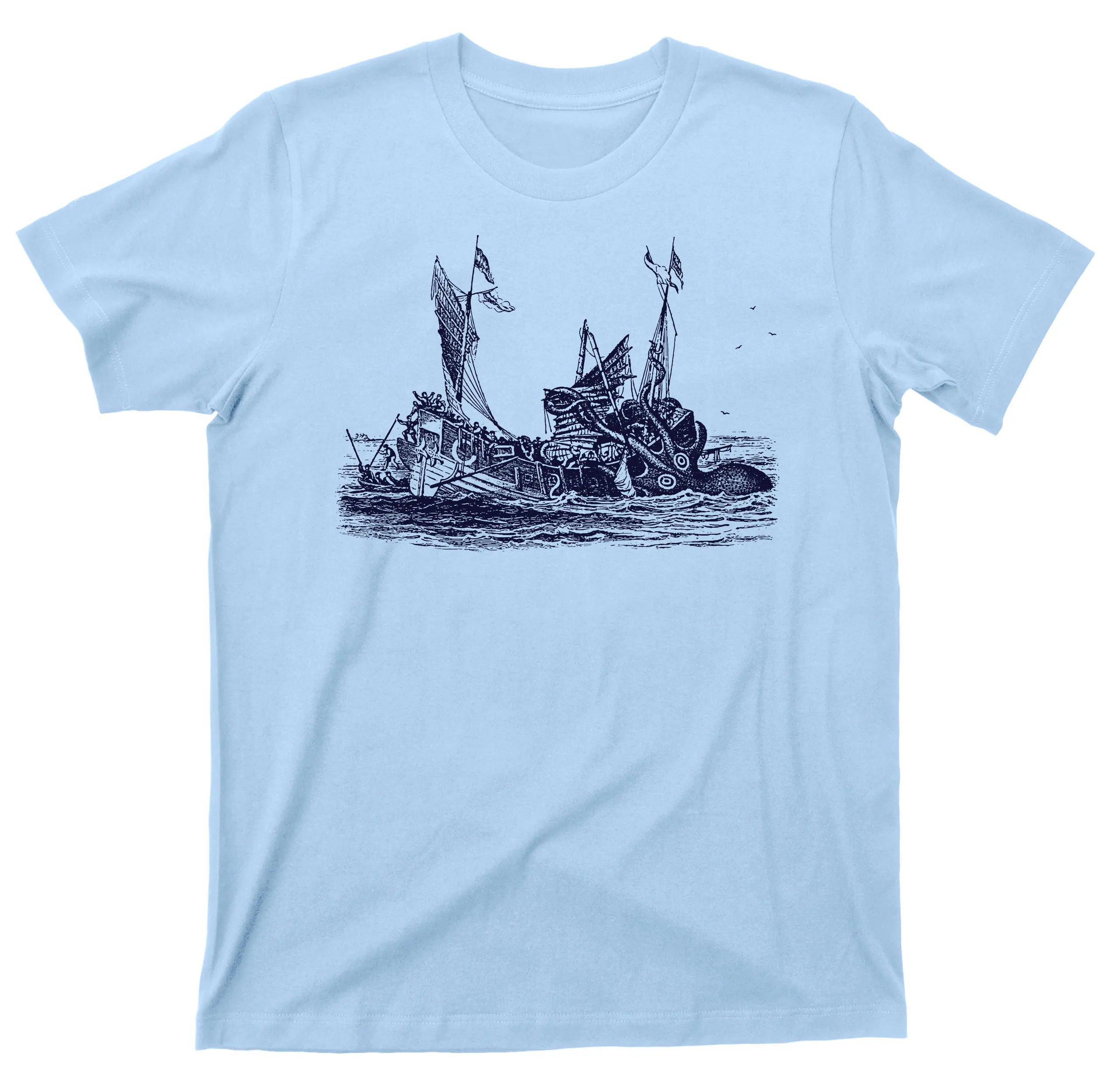 Kraken Attacking Sinking Ship T Shirt Sea Monster Giant Octopus