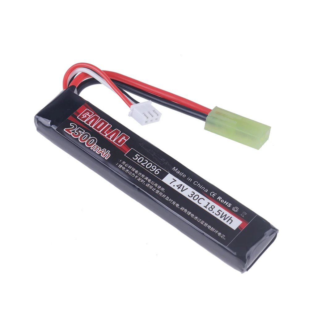 Batterie Lipo aste pour odorà eau, Mini Airsoft BB, Pistolet à air comprimé, Jouets électriques, Pièces de pistolets, 7.4V, 2500mAh, 2S, 7.4V