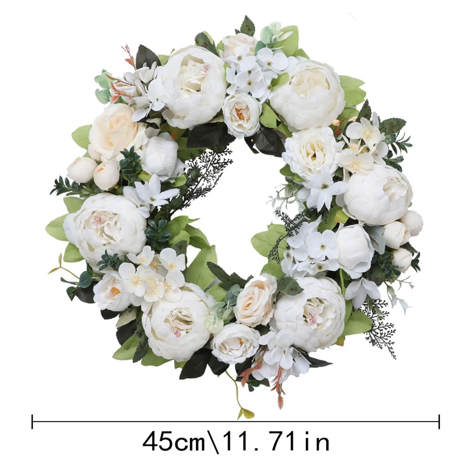 

Декоративный искусственный венок 45 см с пионами, цветочная гирлянда для входной двери, окна, вечеринки, декора на годовщину