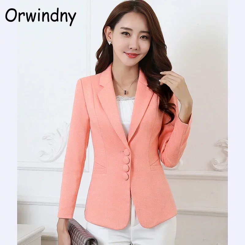 

Spring Female Casual Suit Coat Button Blazer For Women 5XL Elegant Business Lady Jacket New Office Lady Work Blazer