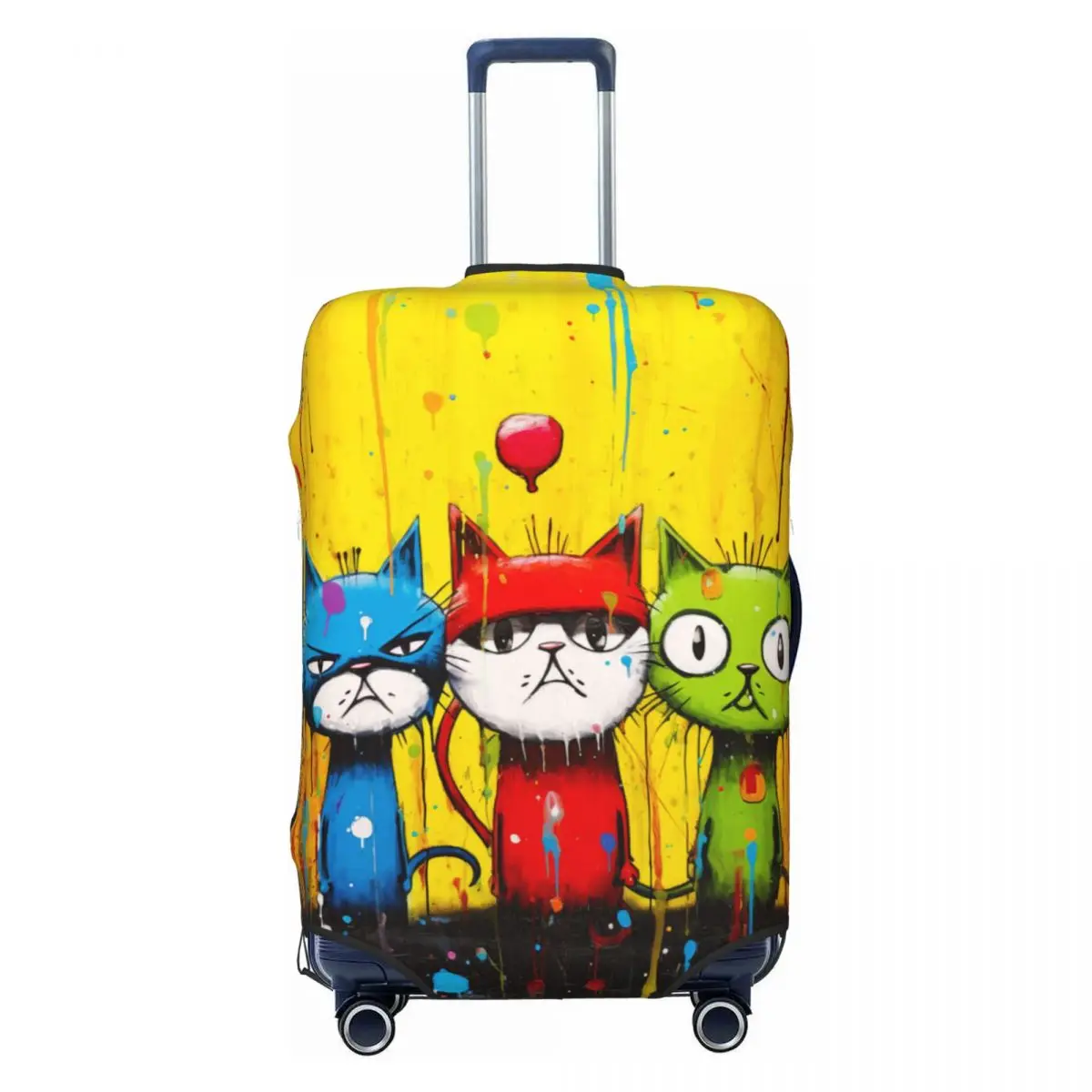 Three Cats Suitcase Cover Flight painting Animal Elastic Luggage Supplies Travel Protector