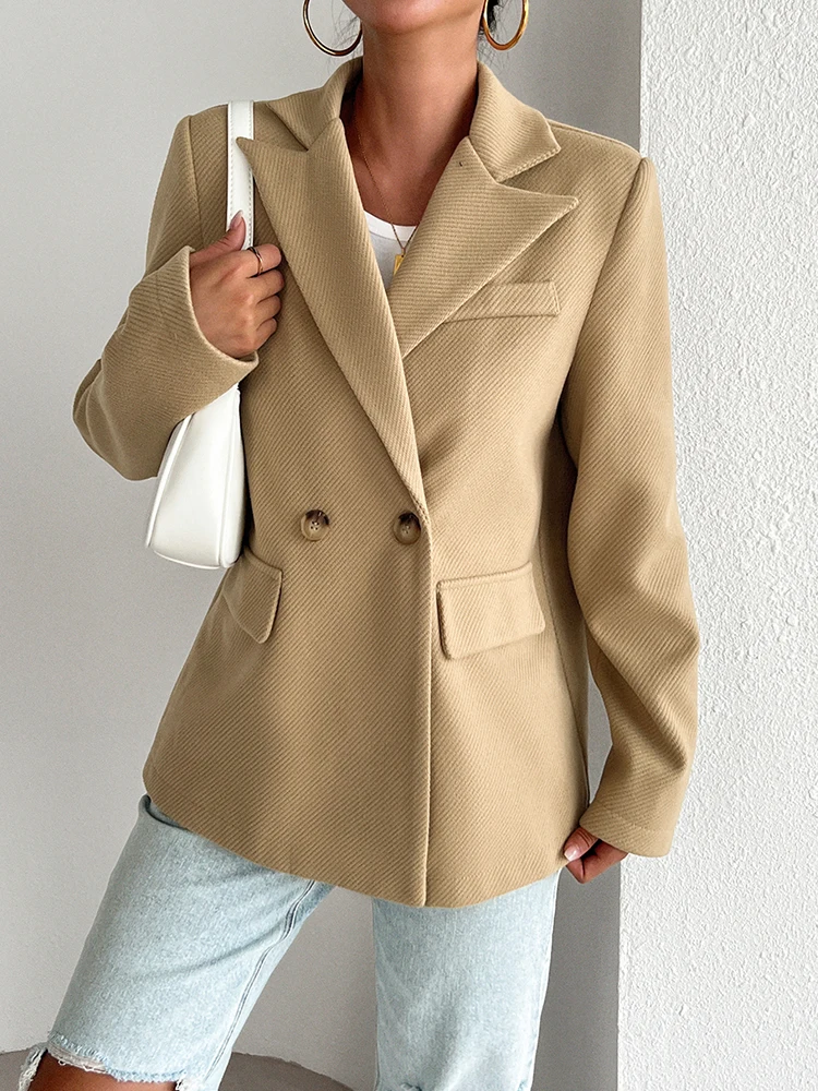 

2024 Women Autumn Winter Classic Coat Double Breasted Office Lady Loose Suit Jacket Female Chic Outwear Outfits Veste Femmel