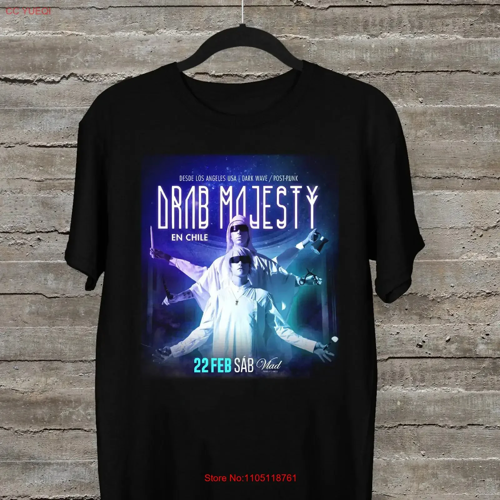 DRAB MAJESTY EN CHILE 2025 coton noir toutes tailles t-shirt AM487 vintage lavé haut respirant pour un usage quotidien graphique décontracté