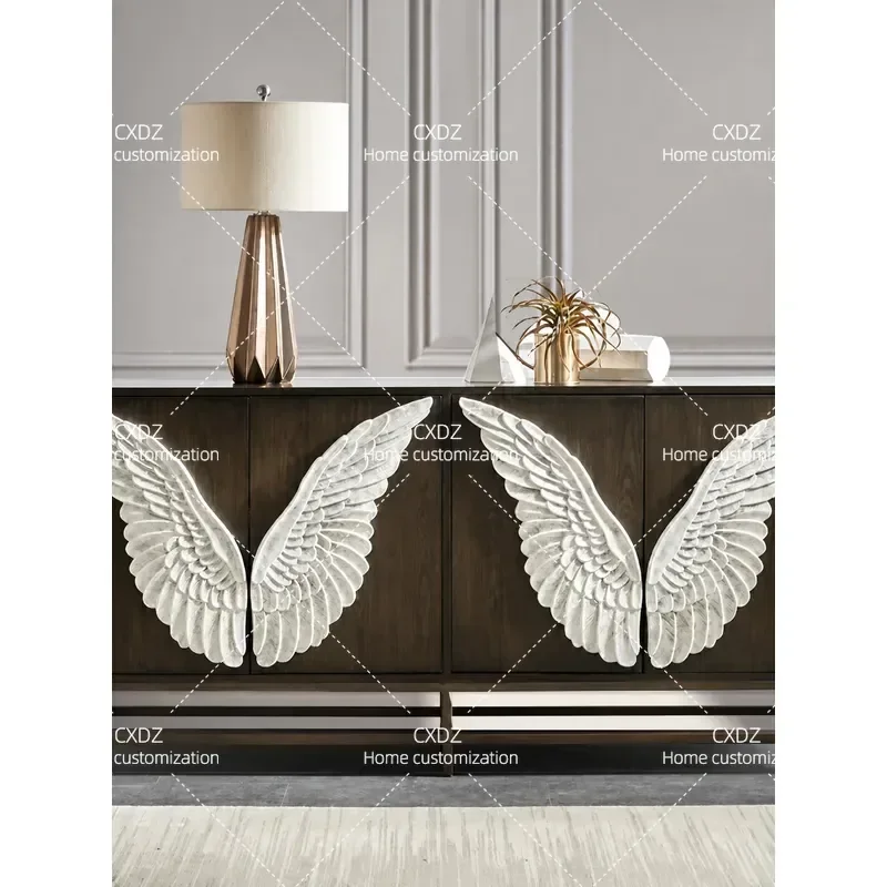 Solid Wood Shoe Cabinet for Entryway Modern Angel Wing Design Storage Cabinet Household Dining Sideboard Partition Furniture