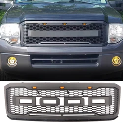 Front Grill With Led Lights Bumper Grille Auto Parts Modification Accessories Decoration Fits For 2007-2014 Ford Expedition