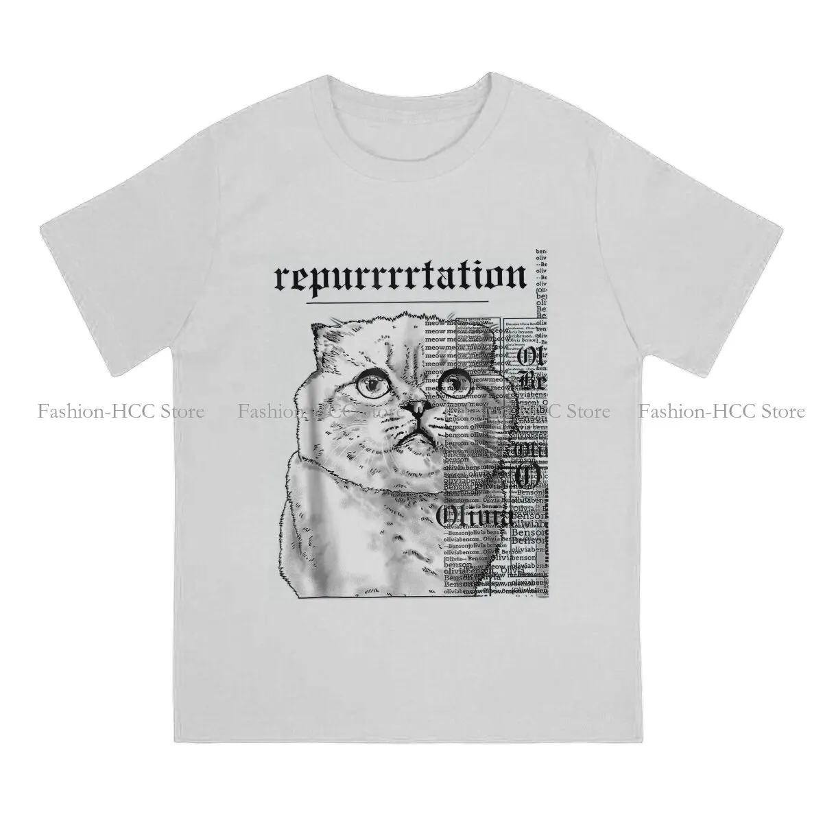 Taylor White Cats Swift Rep Tour Harajuku Polyester TShirt Cat Cute Animal Creative Streetwear Comfortable T Shirt Male Tee