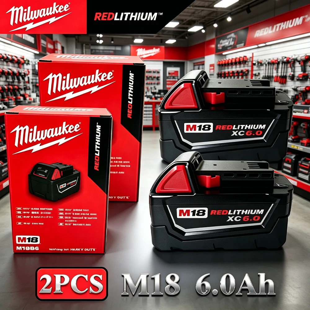 

⚡Milwaukee m18 battery bateria lifepo4 M18B6 6000mAh lithium battery XC48-11-1860 Original milwaukee rechargeable battery 18v