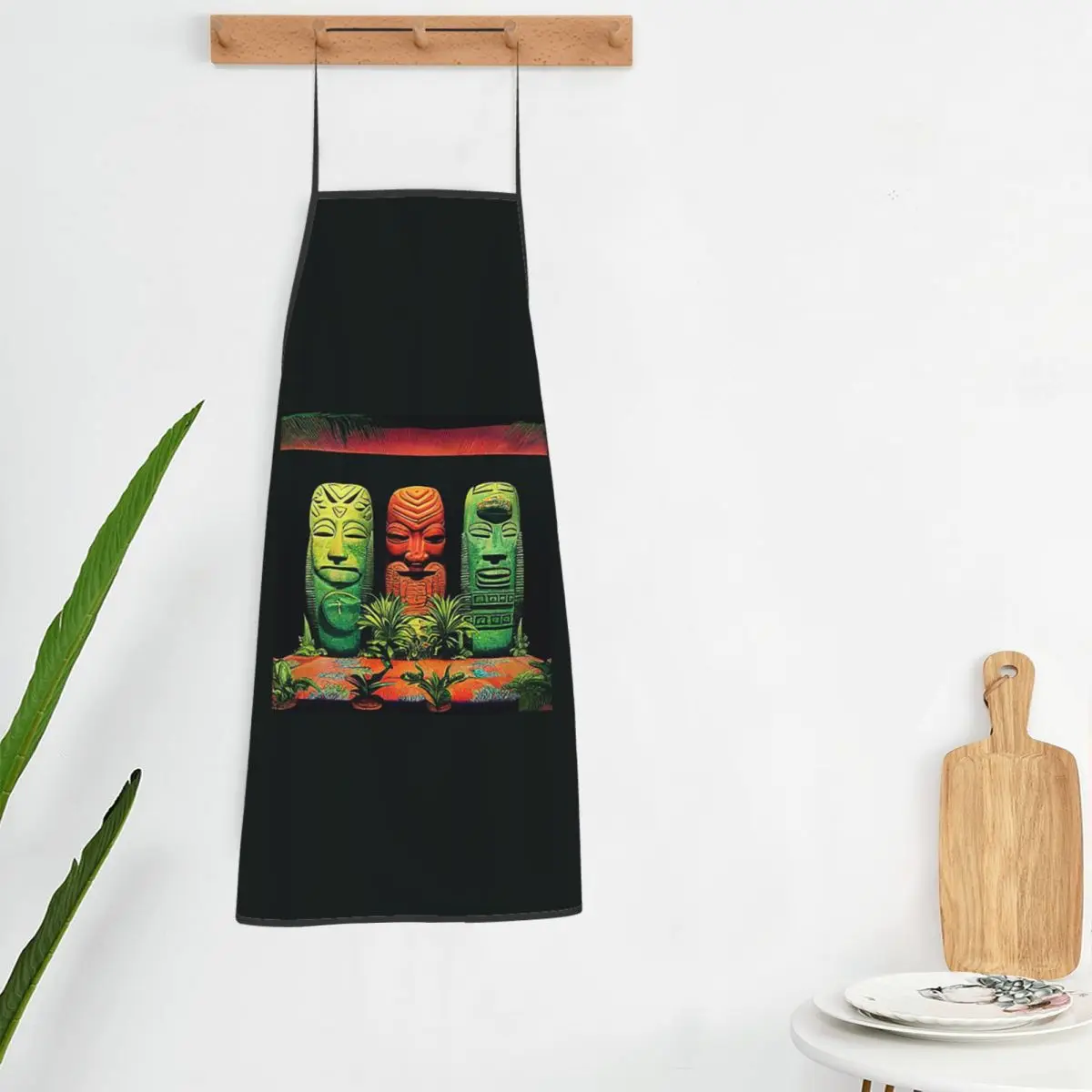 Garden Of Tikis Tiki Mask Aprons Chef Cooking Tablier Sleeveless Bib Kitchen Cleaning Pinafore for Women Men Gardening
