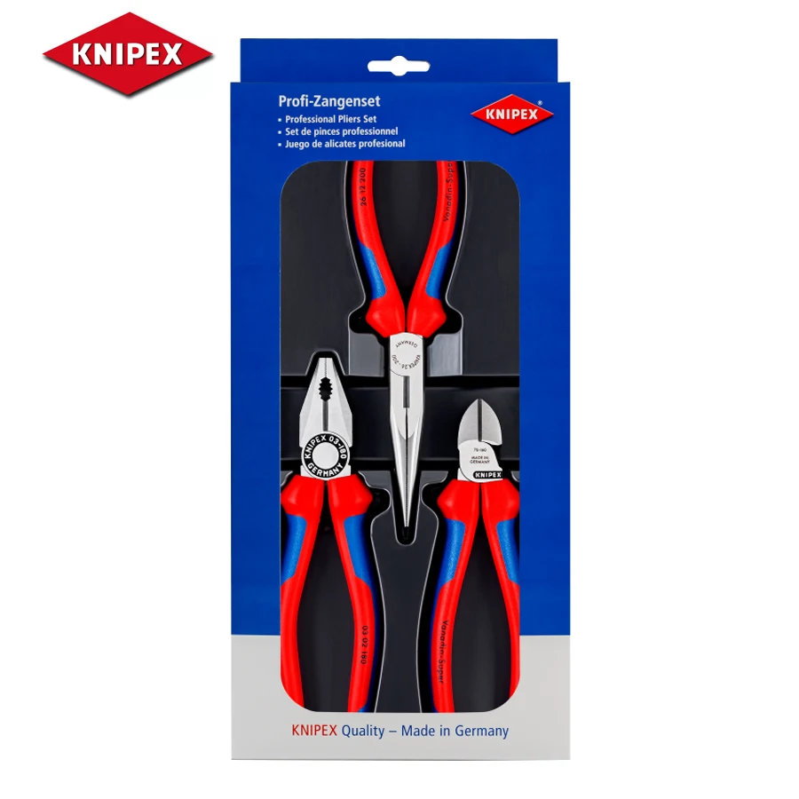 

Knipex 3pc Plier Set Long Nose Lineman Combination Cutter Comfort Grips Tool Supplies Snipe Nose Side Cutting Pliers 002011