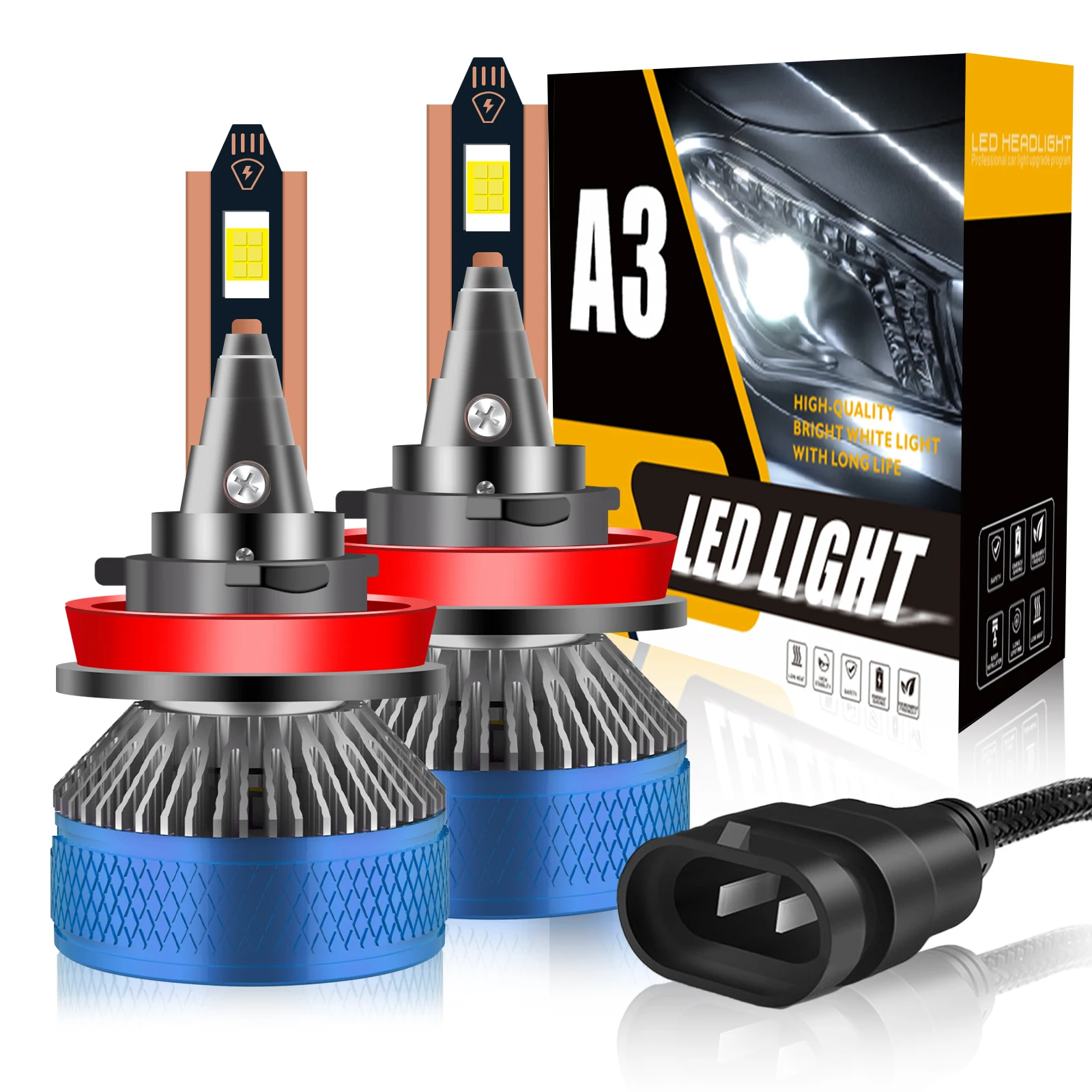 

2x H11 H8 H9 HB3 9005 HB4 9006 9007 9004 9008 H13 60W H4 H7 Car headlights Canbus Led Bulbs 6000K Two Copper Tubes Fog Light 12V