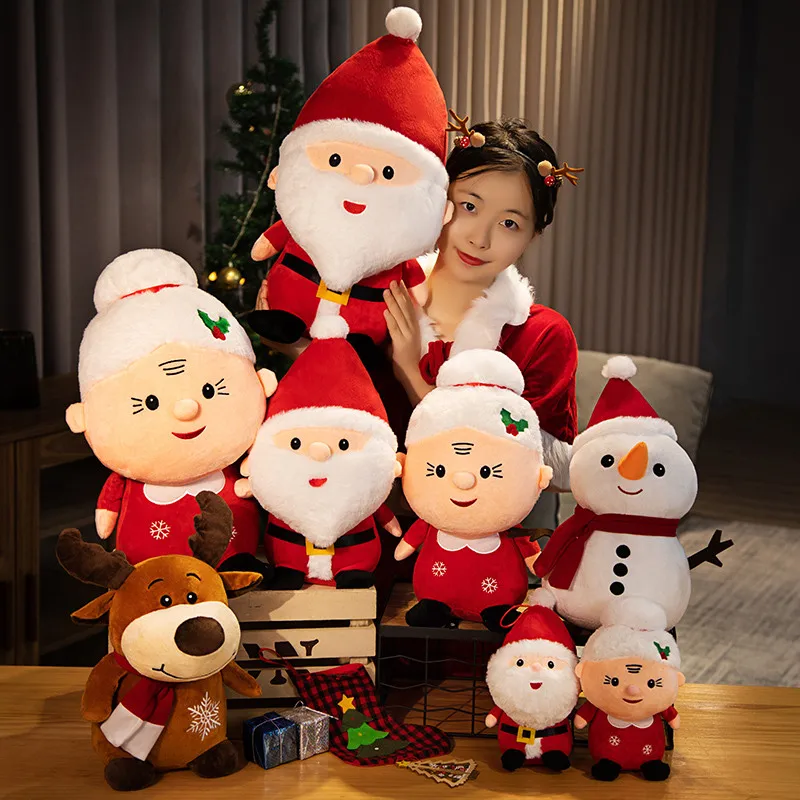 

23~50cm Kawaii Santa Claus & Elk & Snowman Plush Toys Stuffed Animal Doll Pillow Christmas Gifts For Children Kids Home Decor