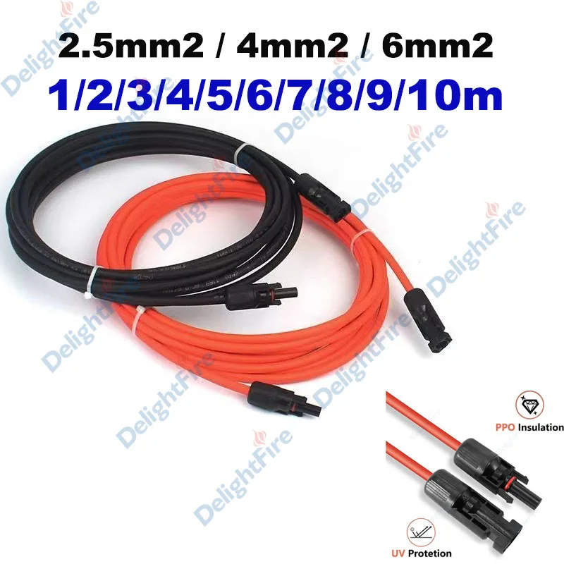 

1-10 метров двухсторонний кабель 2,5 мм2 4 мм2 6 мм2 удлинительный кабель для солнечной панели с фотоэлектрическим разъемом фотоэлектрический провод для Spower Station RV