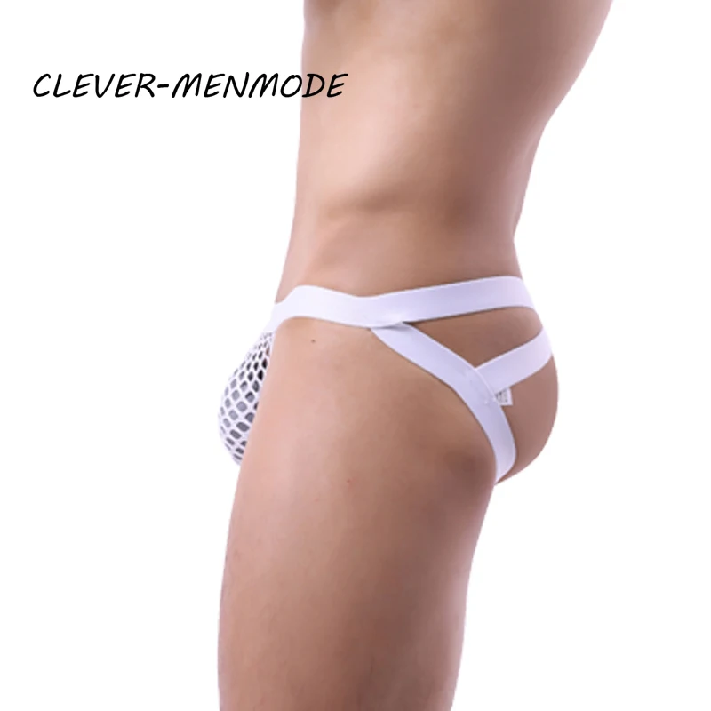 BDSM G-String T-Back Jockstrap Men Fashion Transparent Panties Sexy Fishnet Hip-Baring Thong Low Rise Mesh See-Through Lingerie image 6