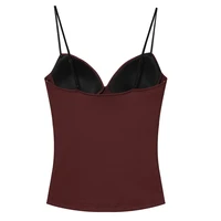 HXAO hauts courts sans manches pour femme Corset Camisole haut marron femmes moulante dos nu hauts Sexy avec bretelles Bustier débardeurs 3