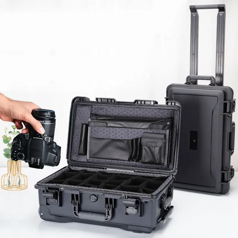 

Trolley Case Tool Box Organizer Box Photographic Equipment SLR Camera Lens Professional Complete Storage Waterproof Working