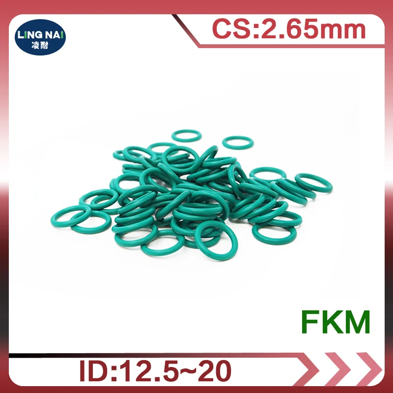 10PCS Fluorine rubber Green FKM O ring Seal 2.65mm Thickness ID12.5/13.2/14/15/15.54/16/17/18/19/20mm Rubber ORing Seal Gasket