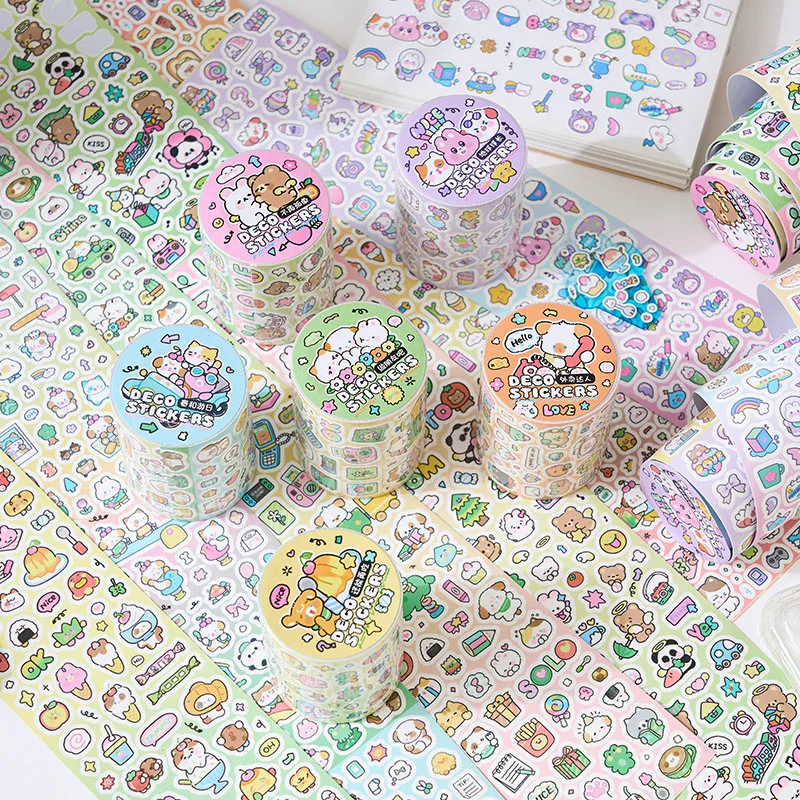 Mr. Paper, Mini Cartoon Cute Animal Pattern Stickers, Scrapbook Notebook Diary Decoration Stickers 300cm/roll