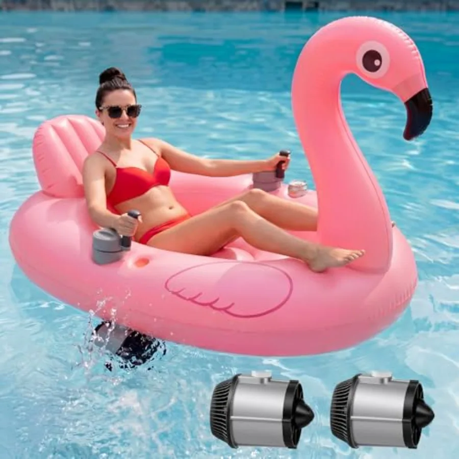 

Adult pool float: inflatable flamingo motorized lounger PVC material pink color dual motors for strong speed and long-lasting r