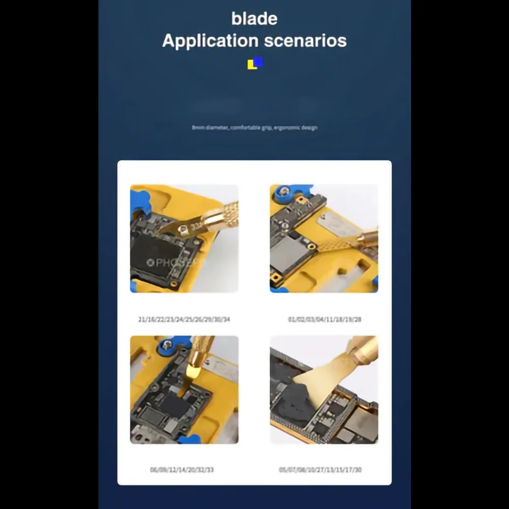 Mecánico 034 IC Chip ELIMINACIÓN DE Cuchillas de acero para teléfono móvil PCB IC Chip reparación UV pegamento limpieza doble cuchillas laterales herramienta de mano