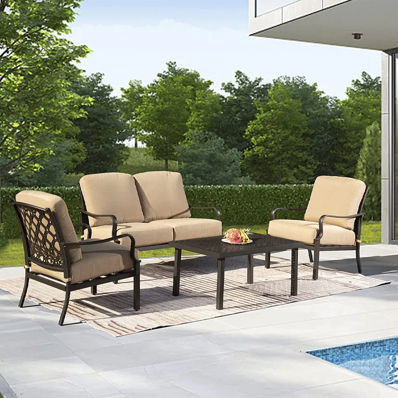 

Outdoor sofa set, living room, courtyard, waterproof wrought iron seat, balcony, modern simple outdoor table and chair