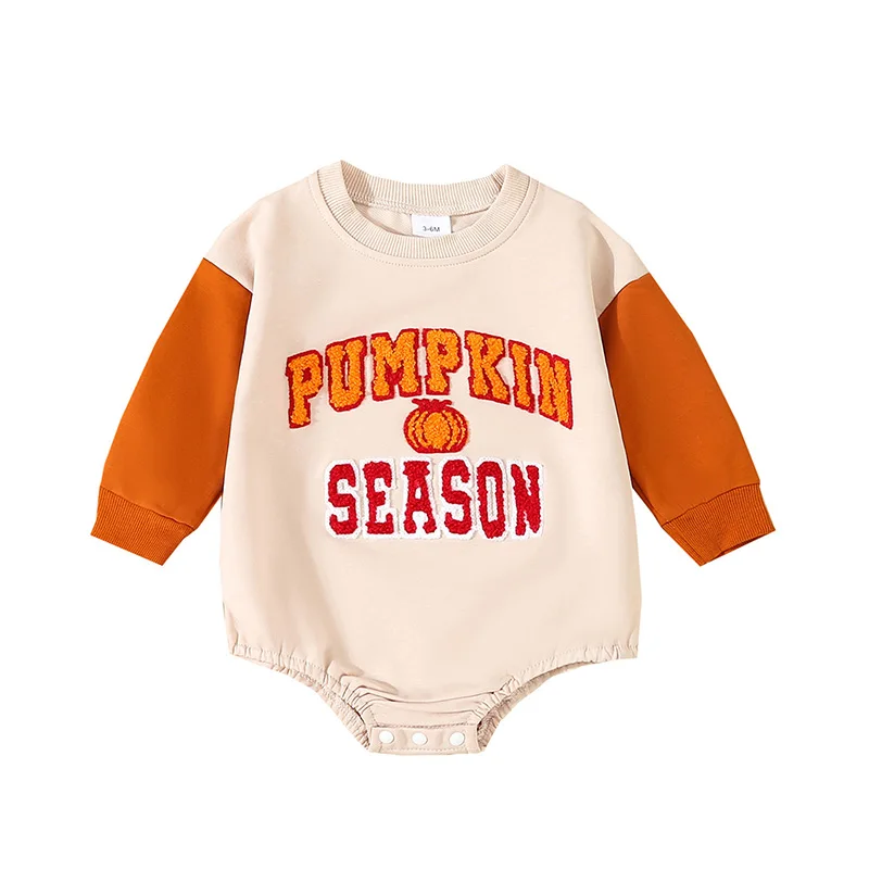 Cathery Halloween Newborn Baby Boys Girls Rompers Long Sleeve O Neck Letter Pumpkin Embroidery Sweatshirts Jumpsuits Clothes