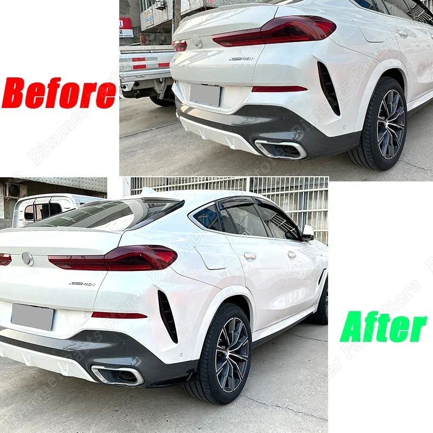 Rear Bumper Spoiler Splitter Canards Diffuser Protector Tuning for BMW X6 G06 M Sport Pre-Facelift 2020-2022 Car Body Kits