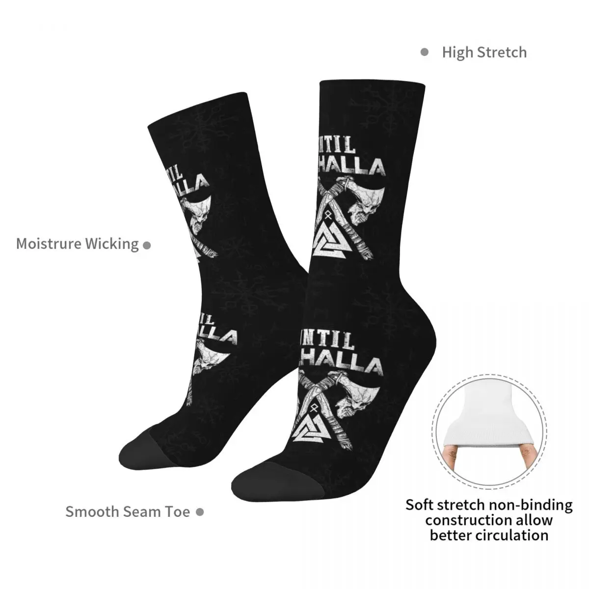 Viking Warrior Until Valhalla Viking Socks Harajuku Soft Stockings All Season Long Socks Accessories for Man's Woman's Gifts