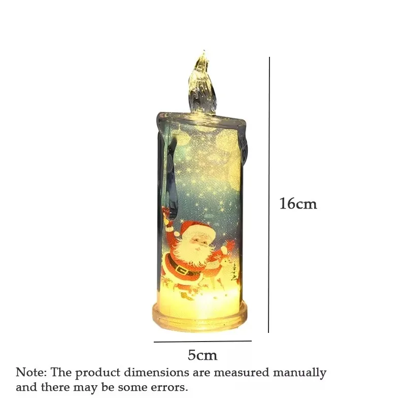 1-5PCS LED ตกแต่งคริสต์มาสเทียนอิเล็กทรอนิกส์ไร้เปลวไฟสมจริงหยดน้ำตาซานตาคลอสสโนว์แมนเครื่องประดับตกแต่งโต๊ะ