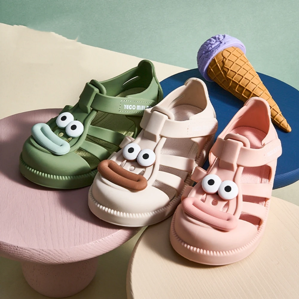 

MINIDD Children's Cute Roman Shoes baby Kids Woven Hollow Jelly Sandals Boys' Beach Sandals Girls' Soft Sole Cartoon Shoes