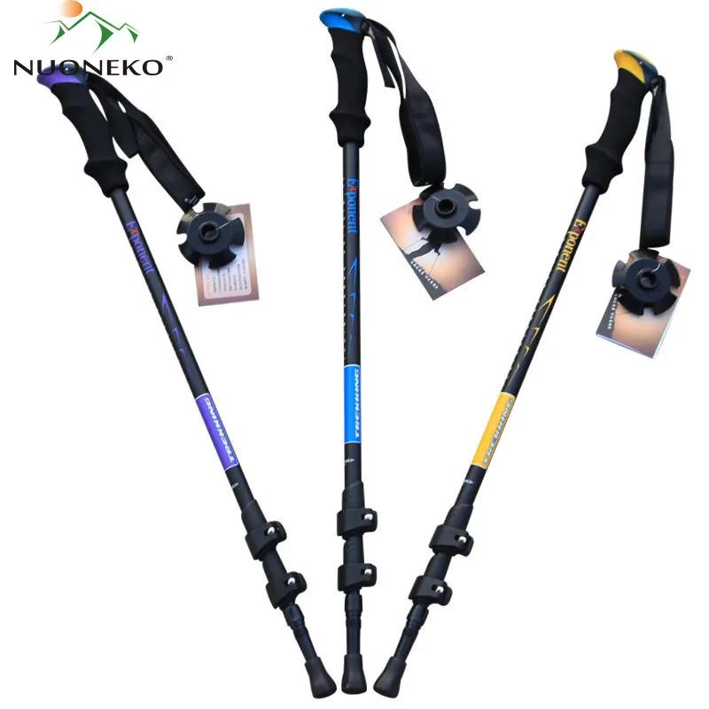 NUONEKO-Outdoor Folding Walking Stick, Ultralight Accessories, Mountain Hiking Trekking Camping Equipment Extendable Cane CA19