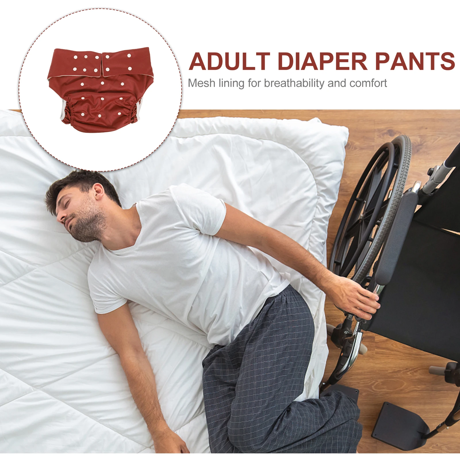 

1pc Leak-proof Diaper Pants Reusable Washable Adult Diapers Multipurpose Nappy Underwear PUL Cloth Adjustable Waist Elastic Legs