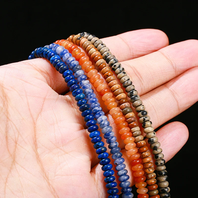 Natural Stone Pink Quartz 4x2mm Turquoise Light Blue Snake Skin Stone Abacus Spacer Bead For Jewelry Making Necklace Bracelets - view 5